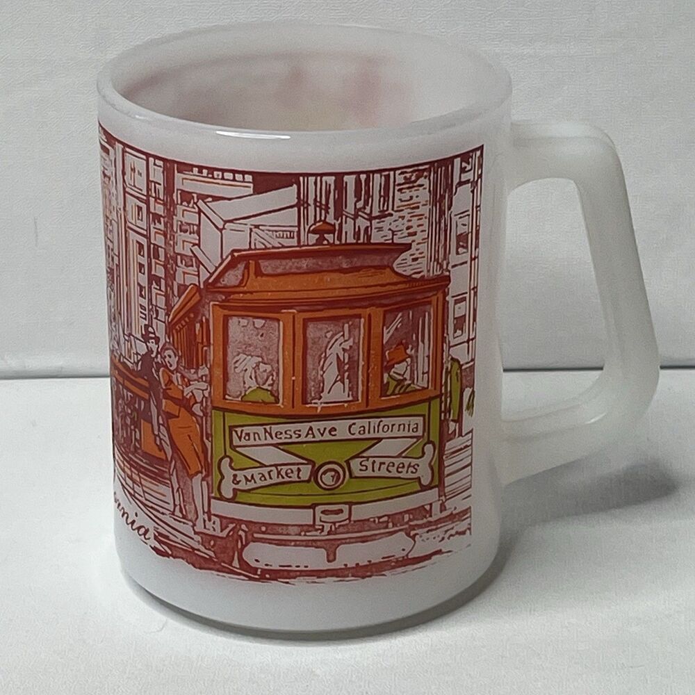 Vintage Federal Glass Milk Glass San Francisco Souvenir Cup Mug